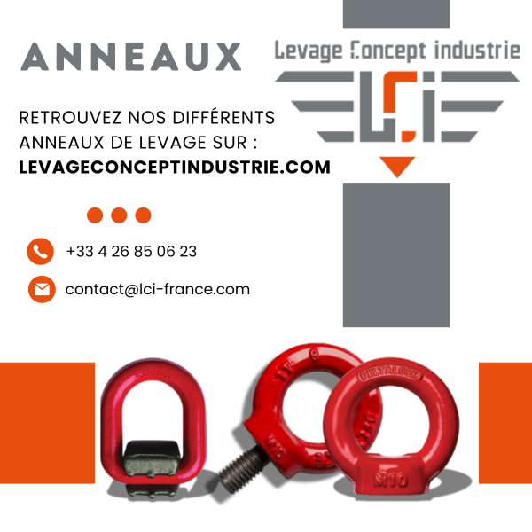 Anneaux de levage disponibles sur LCI Accessoires, anneaux à souder ou à visser